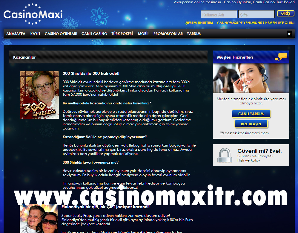 Casino Maxi Turnuva Kazançları
